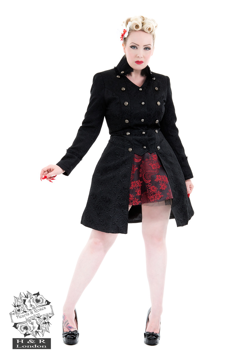 Black Brocade Military Coat